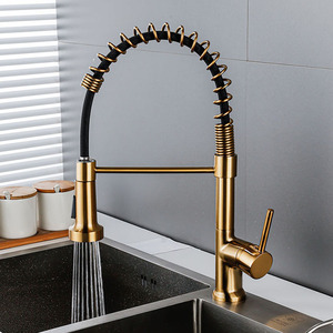 Brass Kitchen Cabinets Taps Single Handle Pull Out 2 Function Sprayer Pull <b>Down</b> Spring Kitchen Tap AT9884DX Pull Out Spray Flexi - Product Image 6