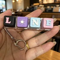 Pendentif de clavier mécanique anti-stress imprimé en 3D avec motif DIY, base transparente, porte-clés tactile, 9 touches