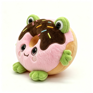 Peluche Grenouille Donut Personnalisée, Peluche Alimentaire en Forme de Donut, Animal en Peluche Thème Alimentaire, Remplissage Coton PP, Décoration d'Halloween pour Bébés 0-24 Mois - Product Image 1