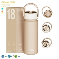 Bouteille d'eau isotherme en acier inoxydable à toucher doux avec poignée en silicone, anti-fuite, personnalisable avec logo, 18oz, 22oz, 32oz