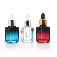 Flacon de sérum carré à épaule plate de luxe 30 ml 60 ml, flacon d'huile essentielle en verre carré à fond épais de 30 ml avec compte-gouttes