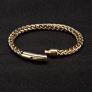 Gold Plated Chain Bracelet Zinc Alloy Chain Bracelet <b>Men</b> Hiphop Style Black Clasp Link <b>Bangle</b> Jewelry - Product Image 5