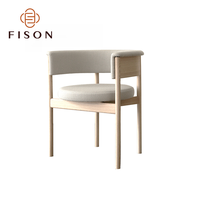 Chaises de salle à manger modernes en bois nordique avec tissu en lin, pour hôtels, cafés, restaurants, chaises en bois massif à accoudoirs ronds
