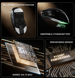 Ratón Inalámbrico para Juegos ATTACK SHARK RS6 ULTRA de Fibra de Carbono, PAW3955MAX, 8K Polling, Batería Magnética Intercambiable, 63g, Ratón para Esports Ajustable - Product Image 2