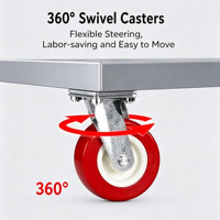 Carretilla de Plataforma de Acero de Alta Resistencia con Capacidad para 250 kg, Carro de Mano Plegable de 4 Ruedas con Ruedas Rojas de 4 Pulgadas para Mudanzas en Almacenes