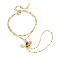 Bracelet de doigt en acier inoxydable abeille, bijoux faits main haut de gamme de niche, bijoux pour femme inaltérables