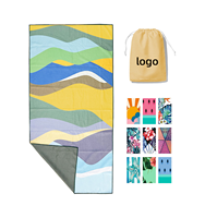 Serviette de plage écologique en microfibre imprimée avec logo personnalisé, design gaufré pour le bain de piscine, sac à nom sublimé moderne à séchage rapide unique