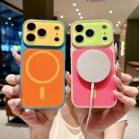 Coque de téléphone Color Block pour iPhone 17 Pro Max 16 15 14, protection magnétique antichoc pour appareil photo, coque en acrylique couleur bonbon