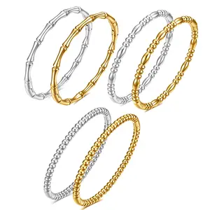 Yiwu Daicy di alta qualità semplice oro 18K braccialetto di bambù in acciaio inox perline braccialetto impermeabile appannamento libero per le donne gioielli