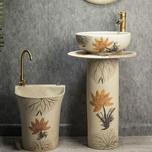 Lavabo de Cerámica Tipo Pilar para <span class=keywords><strong>Exterior</strong></span>, Hotel, Baño, Diseño Rústico, Lavabos de Encimera - Product Image 1
