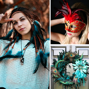 Plumas <span class=keywords><strong>de</strong></span> gallo coloridas y llamativas para disfraces góticos oscuros <span class=keywords><strong>de</strong></span> <span class=keywords><strong>bruja</strong></span> y vampiro, fénix, grión y pájaro relámpago, tocados tribales, máscaras y accesorios <span class=keywords><strong>de</strong></span> fiesta. - Product Image 6