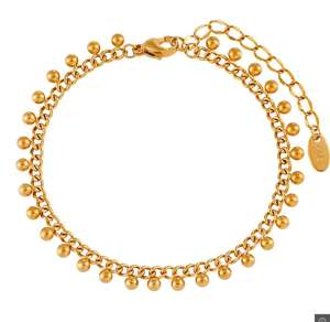 BS4062 Chic Dainty Plaqué Or En Acier Inoxydable <span class=keywords><strong>Gourmette</strong></span> Lien Clouté Pointillé Chaîne Boule Charmes Lever Du Soleil Bracelets - Product Image 5