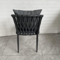 Chaise de salle à manger en aluminium Uplion, chaise de bistrot moderne d'extérieur, chaise de restaurant en aluminium avec corde tressée