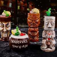 Seaygift vente en gros de tasses de crânes tiki hawaïens verres à cocktail créatifs cadeaux d'Halloween tasses tiki en céramique personnalisées pour fête de bar