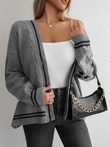 Suéter de <span class=keywords><strong>Mujer</strong></span> de Color Sólido, Manga Larga, Calado, Abrigo de Punto <span class=keywords><strong>Beige</strong></span> con Botones en una Sola Hilera, Elegante para el Trabajo - Product Image 6