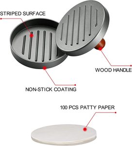 Premium Non-Stick Eco-Friendly Food Grade Burger Smasher Patty Maker Aluminum Hamburger Mold Press with Wood Handle - Product Image 3