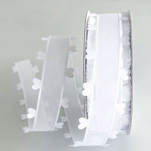 Custom Width <b>Sweet</b> 2.5cm 20 Yards <b>Heart</b> Edge Organza Ribbon for Valentine's Day Gift Wrapping & Bridal Bouquets - Product Image 6