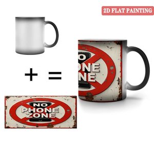 Frosted Black <b>Ceramic</b> <b>Mug</b> 11oz Color Changing Magic Tea Latte Cup No Phone Zone Design - Product Image 3