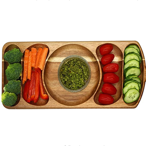 17x6 "dài với rãnh & xử lý sang trọng Snack mái chèo lớn XL đảo ngược khay cho bữa ăn tối bên Keo Gỗ phục vụ Platter - Product Image 3