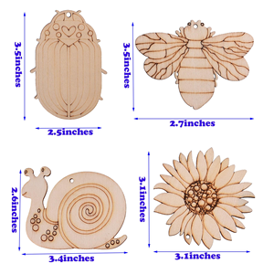 54 pièces de découpeurs en bois vierges non finis pour la décoration de chambre DIY des enfants, peinture sur le thème des insectes et cadeaux pour enfants de tous âges - Product Image 1