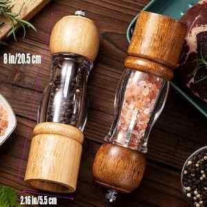 Salt and Pepper Grinder Set-2 Pcs Acacia Wood Electric USB Powered Spice Mill for <b>Kitchen</b> - Product Image 3