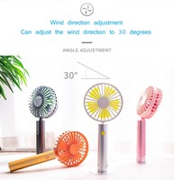 Ventilateur portable mini AntarcChill à poignée métallique, 3 vitesses, puissant, personnel, de bureau, léger, rechargeable par USB