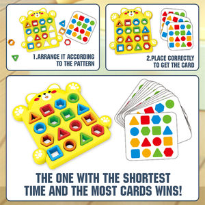 Enfants Montessori éducation jouet Parent enfant Interaction dessin animé ours multicolore géométrie en forme appariement blocs jeu d'association - Product Image 3