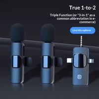 Microphone Lavalier Sans Fil 3-en-1 K15 avec Réduction de Bruit, Enregistrement Sonore, Directionnalité Complète et Réponse en Fréquence 100Hz-20kHz pour