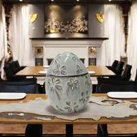 Nordique Pâques Art Déco Pâques Glaçure Oeuf Pot En Céramique Avec Couvercle Décor À La Maison Cuisine Pot De Stockage