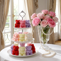 Bougie parfumée réaliste en forme d'ours en peluche rose 3D de qualité supérieure, idéale pour un cadeau d'anniversaire ou une surprise