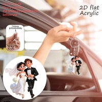 Porte-clés plat 2D en papier, étiquette de bagage pour jeunes mariés, pendentif pour clé de voiture, breloque de sac à dos, souvenir, cadeau de mariage, souvenir du Nouvel An
