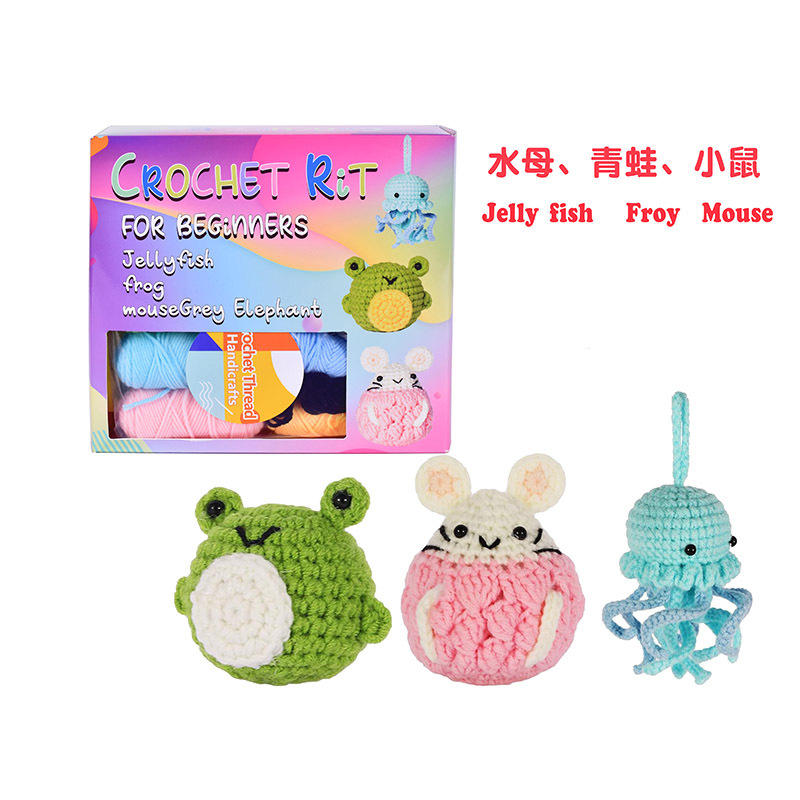 Frog jellyfish mouse wool set