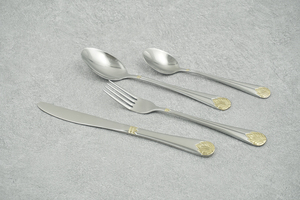 Ensemble de <span class=keywords><strong>couverts</strong></span> de luxe en acier inoxydable doré avec logo personnalisé, 24 pièces, finition miroir, 304/410/430, <span class=keywords><strong>design</strong></span> classique pour mariage, boîte personnalisée Wan - Product Image 4