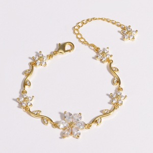 Fashion Flower Crystal <strong>Bracelet</strong> for Women, <strong>Gold</strong> Plated Colorful Zircon Leaf Chain <strong>Adjustable</strong> <strong>Bracelets</strong> Jewelry Gift - Product Image 5
