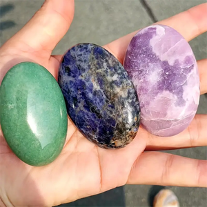 2/5 أحجار نخيل بلورية مختلطة طبيعية-أحجار عقيق رخامي أحمر وأخضر وأسود لديكور المنزل - Product Image 3