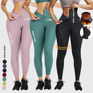 High Waist Tummy Control Leggings - Adjustable Body Shaping Waist Trainer  Yoga Pants - Butt Lift Thermo Compression Workout Tights Body Shaper for
