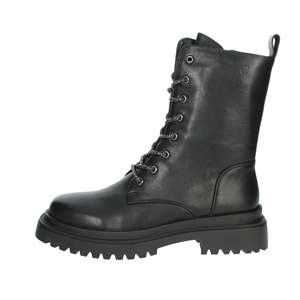 Botas de tobillo para mujer D'Essai, estilo combate, color negro, con cordones, botas de moda. - Product Image 1