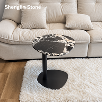 Table d'appoint irrégulière en marbre naturel Grand Antique, base métallique, pour salon et chambre de villa moderne, vente directe usine