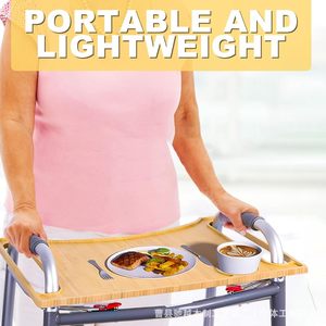 Wooden Multifunctional Walker Tray Foldable For <b>Elderly</b> Food <b>Mobile</b> Phone Holder Portable Lightweight - Product Image 1