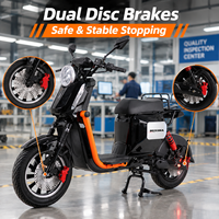 Moto électrique de livraison longue portée U2, batterie lithium 48V, scooter avec porte-bagages arrière robuste pour livraison de colis