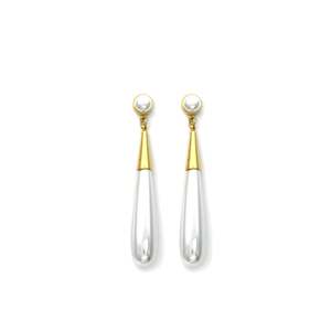 Boucles d'oreilles pendantes en perles, acier inoxydable 316L, placage or PVD, bijoux durables et résistants - Product Image 1
