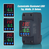 Protecteur de tension et de courant réglable 2P 40A 63A 80A 220V 230V avec réinitialisation automatique, affichage LED et logo lumineux personnalisé