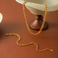 Nouvel ensemble de bijoux H&C Automne 2026, plaqué or 18 carats PVD, acier inoxydable, chaîne Figaro avec zirconiums clairs, collier et bracelet pour femmes et hommes