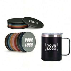 Wholesale Round Square Laser Engraving Pu Leather Drink With Logo <b>Coaster</b> for Hotel Business Promo Gift <b>Coasters</b> - Product Image 1