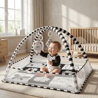 Tapis d'éveil professionnel noir et blanc à contraste élevé avec fosse à balles, en tissu écologique non toxique, pour le suivi visuel et la concentration des nourrissons