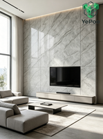 Panneau mural en cristal de carbone gris Pandora 8 mm, imperméable, ignifuge, écologique, aspect pierre moderne et luxueux pour salon, hôtel