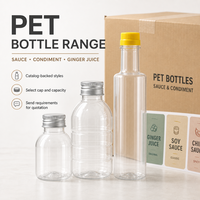 Botella de Plástico PET para Salsas de 125ml, 250ml, 500ml, Envase para Condimentos, Jengibre, Jugo, Salsa de Soya, Hecho en China
