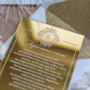 Nouvelle Invitation <span class=keywords><strong>de</strong></span> <span class=keywords><strong>Mariage</strong></span> <span class=keywords><strong>Haut</strong></span> <span class=keywords><strong>de</strong></span> <span class=keywords><strong>Gamme</strong></span> 2026 Personnalisée en Acrylique Doré Découpé au Laser et Estampé à Chaud Blanc - Product Image 3