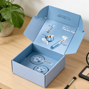 Boîte en carton ondulé personnalisée bleu clair avec emballage pour produits de soin, solutions d'expédition pour coffrets cosmétiques et de beauté - Product Image 5