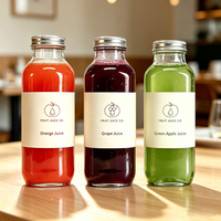 Aanpasbare 8oz 200ml 300ml Premium Kwaliteit Fruit- en Groentesap Glazen Commerciële Melkthee Flessen Met Aluminium Schroefdeksels